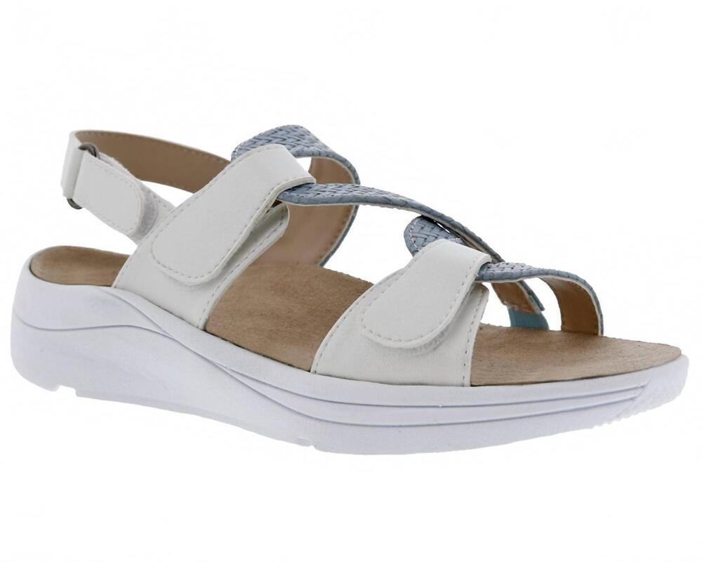 NEW DREW women's serenity sandals in white/blue combo
